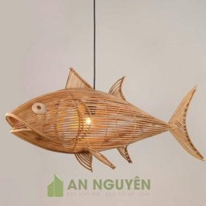 Mẫu đèn mây hình cá ngừ đại dương trang trí nhà hàng hải sản