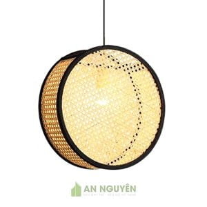 Mẫu đèn mây mắt cáo thả trần trang trí bàn ăn kiểu túi xách tròn