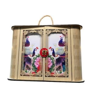 Hộp quà Tết bằng gỗ kiểu giỏ xách 2 cửa - Hàng Gia Công