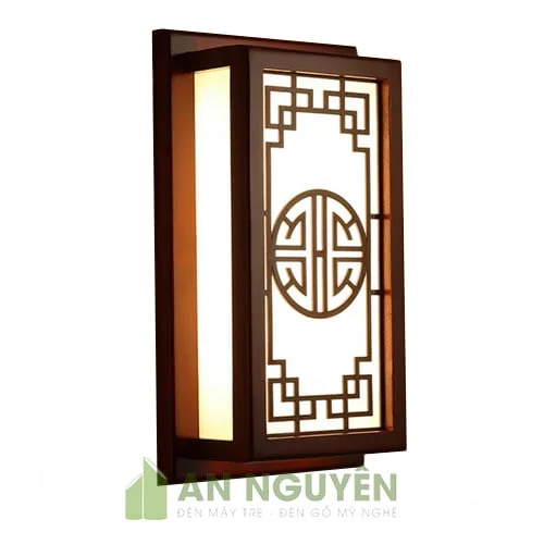 Đèn Gỗ: Mẫu đèn gỗ hình chữ nhật hoa văn chữ Phúc