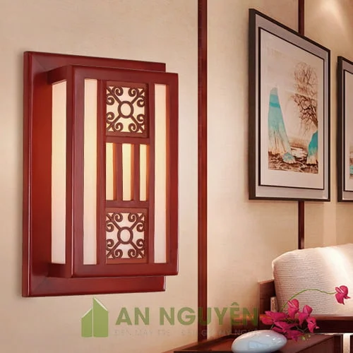 Đèn Gỗ: Mẫu đèn gỗ ốp tường trang trí vách nhà hàng gỗ
