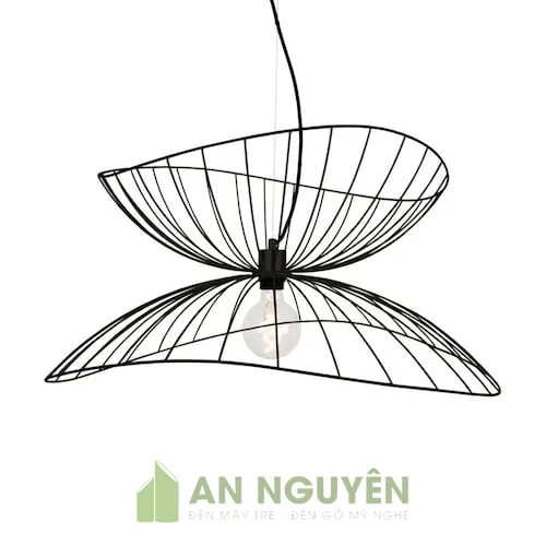 Đèn Sắt: Mẫu đèn sắt nghệ thuật trang trí phòng khách kiểu 2 lá sen