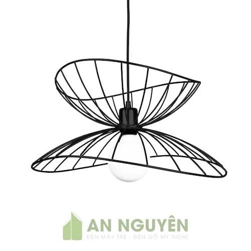 Đèn Sắt: Mẫu đèn sắt nghệ thuật trang trí phòng khách kiểu 2 lá sen