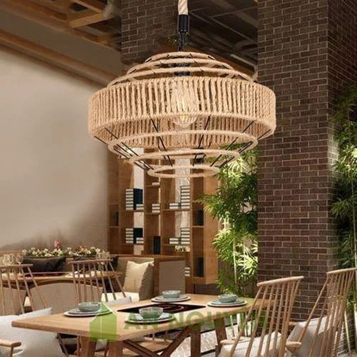 Đèn Dây Thừng: Mẫu đèn quấn dây thừng thả trần bàn ăn nhà hàng