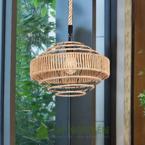 Đèn Dây Thừng: Mẫu đèn quấn dây thừng thả trần bàn ăn nhà hàng