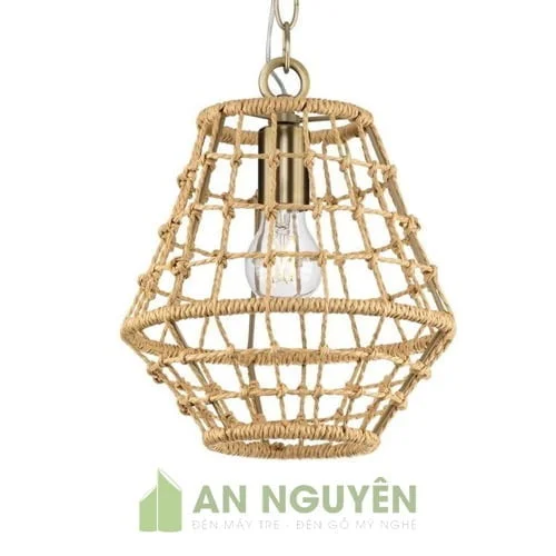 Đèn Dây Thừng: Mẫu đèn dây thừng thả trần đan thưa trang trí quán cafe