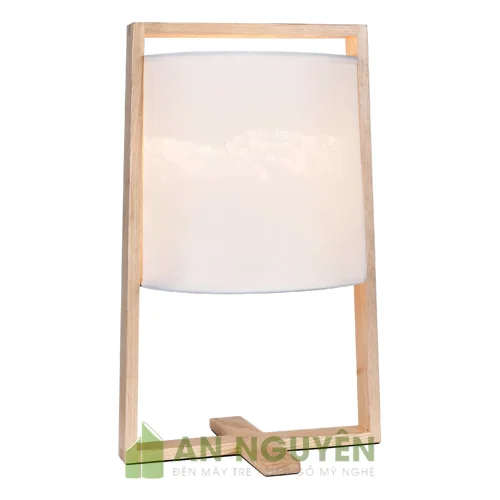 Mẫu đèn gỗ để bàn kèm chụp vải trụ tròn trang trí phòng ngủ khách sạn