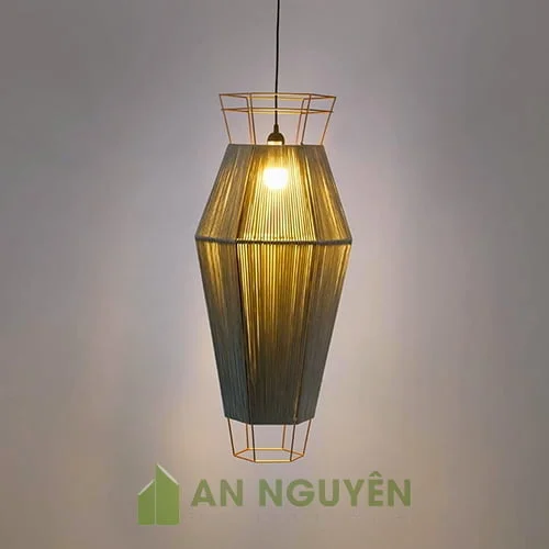 Mẫu đèn sắt nghệ thuật đan dây thừng thả trần, đề sàn trang trí phòng khách loại cao