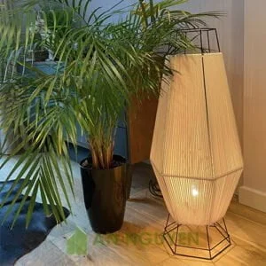 Mẫu đèn sắt nghệ thuật đan dây thừng thả trần, đề sàn trang trí phòng khách loại cao