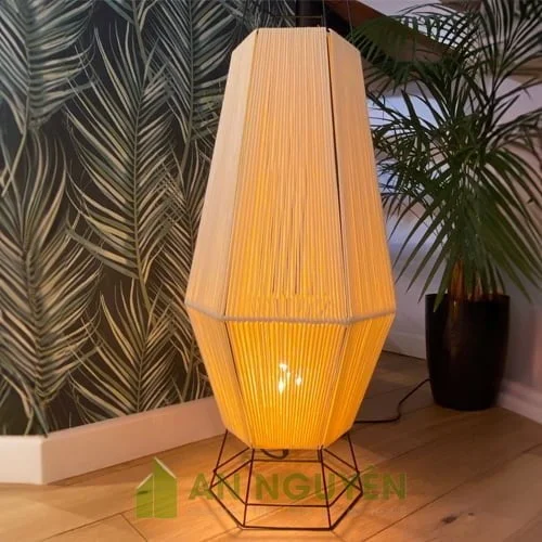 Mẫu đèn sắt nghệ thuật đan dây thừng thả trần, đề sàn trang trí phòng khách loại cao