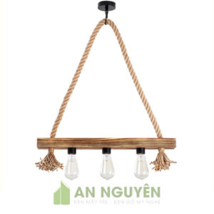 Đèn Gỗ: Mẫu đèn hộp gỗ dây thừng đơn giản decor shop thời trang