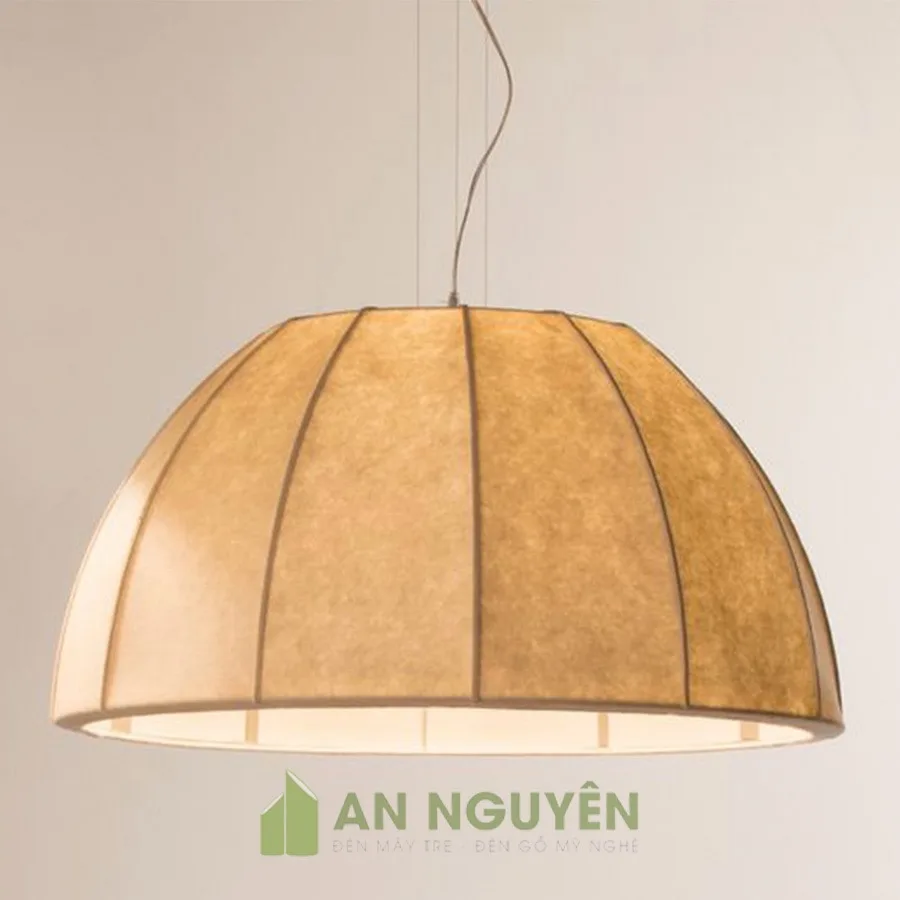 Đèn Vải: Mẫu đèn vải nửa cầu thả trần trang trí bàn ăn gia đình