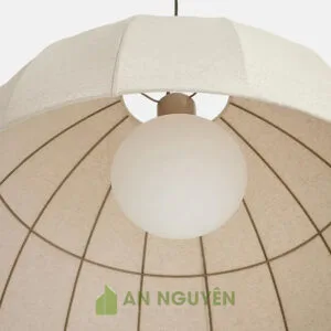 Đèn Vải: Mẫu đèn vải nửa cầu thả trần trang trí bàn ăn gia đình