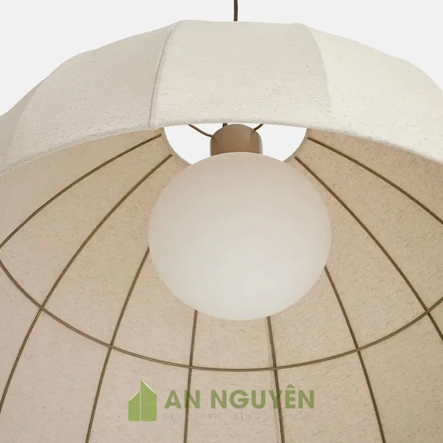 Đèn Vải: Mẫu đèn vải nửa cầu thả trần trang trí bàn ăn gia đình