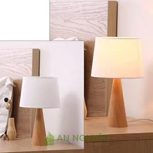 Mẫu đèn gỗ để bàn gắn chụp vải trang trí bàn phòng ngủ, bàn đọc sách