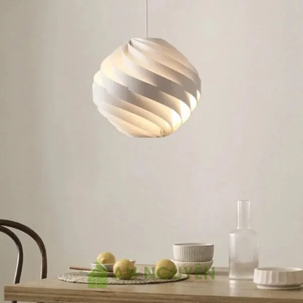 Đèn Gỗ: Mẫu đèn gỗ verneer hình cầu xoắn trang trí phòng khách