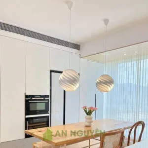 Đèn Gỗ: Mẫu đèn gỗ verneer hình cầu xoắn trang trí phòng khách
