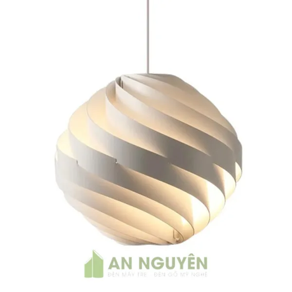 Đèn Gỗ: Mẫu đèn gỗ verneer hình cầu xoắn trang trí phòng khách