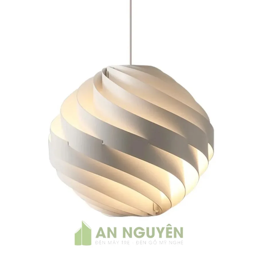 Đèn Gỗ: Mẫu đèn gỗ verneer hình cầu xoắn trang trí phòng khách