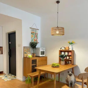 Đèn Dây Thừng: Mẫu đèn quấn thừng thả trần trang trí quán cafe decor mộc mạc