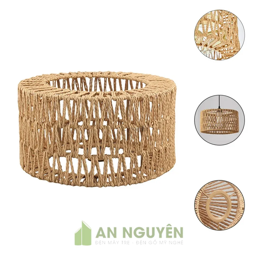 Đèn Dây Thừng: Mẫu đèn quấn thừng thả trần trang trí quán cafe decor mộc mạc