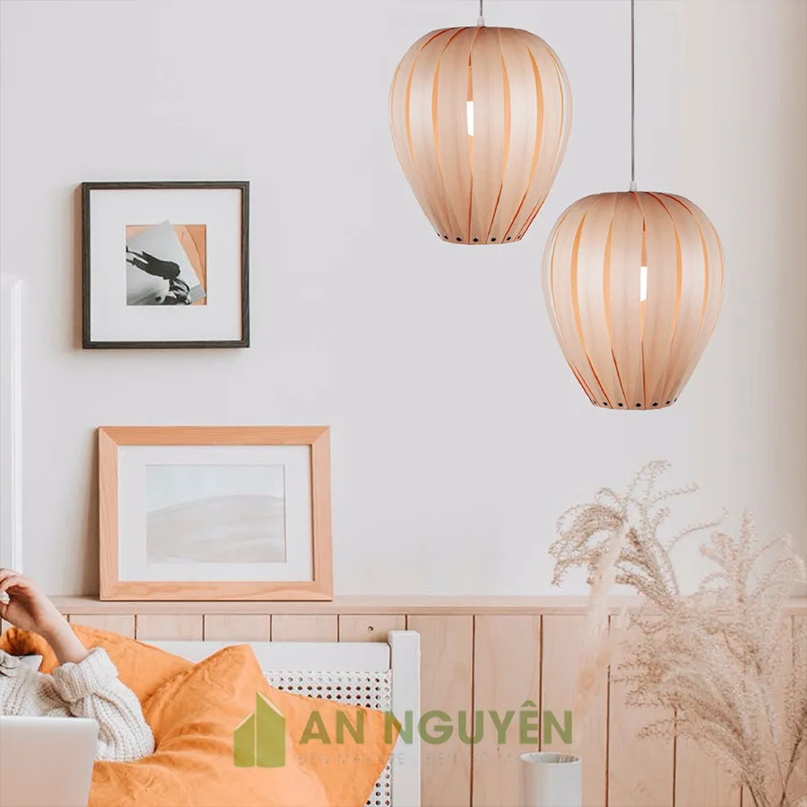 Đèn gỗ verneer thả trần trang trí phòng khách, phòng ngủ