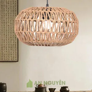 Đèn Dây Thừng: Đèn thả quấn thừng kiểu trái bí trang trí quán ăn