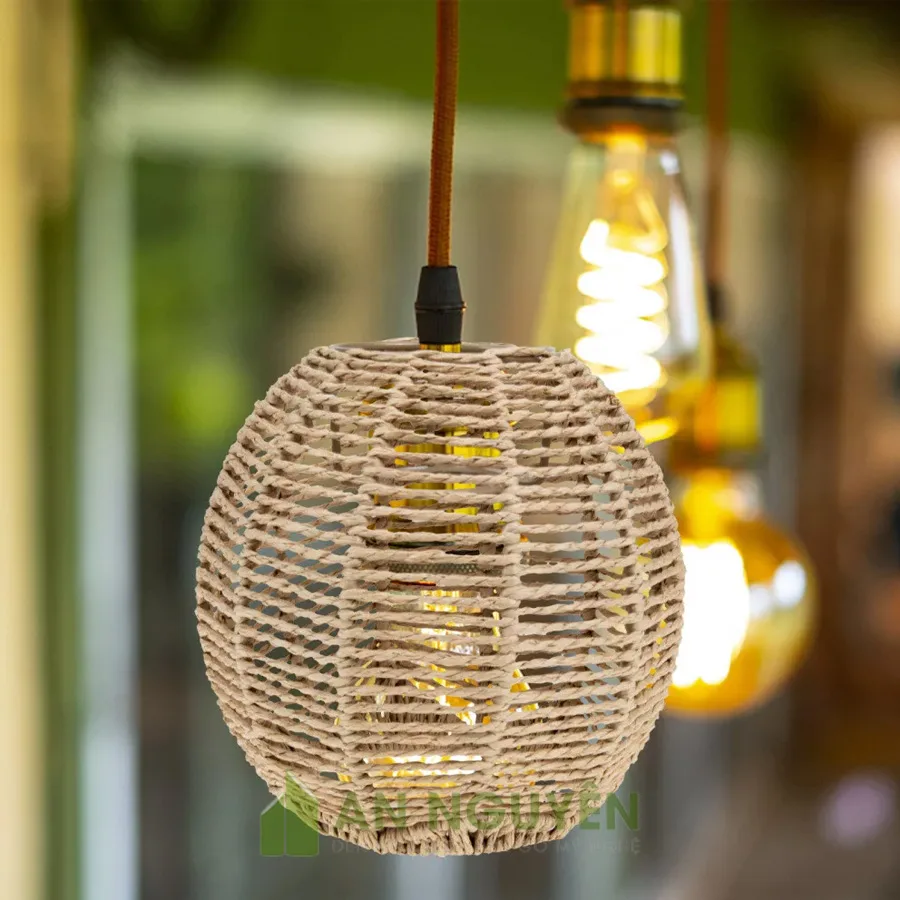 Đèn Dây Thừng: Mẫu đèn thả dây thừng mini trang trí bàn ăn, gắn vách đều đẹp