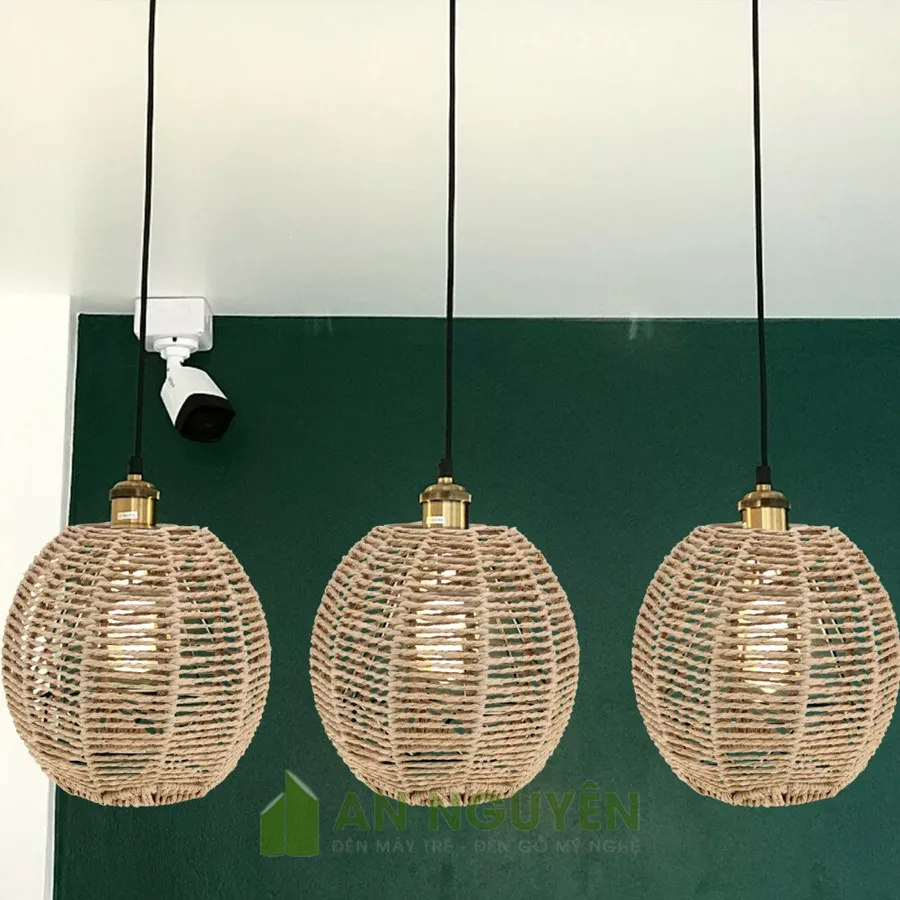 Đèn Dây Thừng: Mẫu đèn thả dây thừng mini trang trí bàn ăn, gắn vách đều đẹp