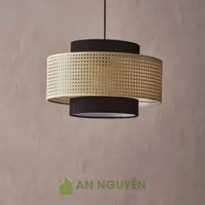 Đèn Vải: Mẫu đèn vải hai trụ tròn bên trong làm vải bên ngoài mây mắt cáo trang trí phòng ngủ