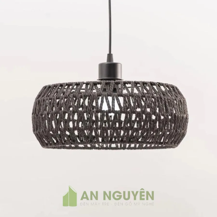 Đèn Dây Thừng: Mẫu đèn thả quấn thừng kiểu chiếc nhẫn trang trí bàn ăn
