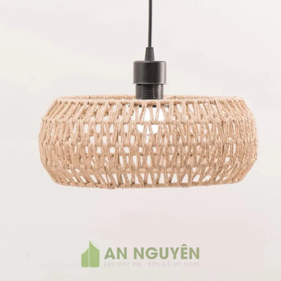 Đèn Dây Thừng: Mẫu đèn thả quấn thừng kiểu chiếc nhẫn trang trí bàn ăn