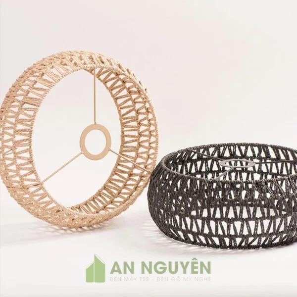 Đèn Dây Thừng: Mẫu đèn thả quấn thừng kiểu chiếc nhẫn trang trí bàn ăn