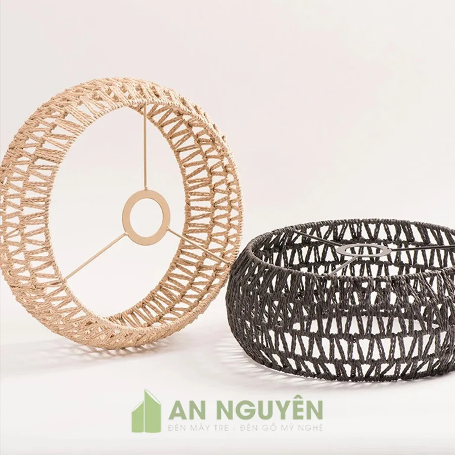 Đèn Dây Thừng: Mẫu đèn thả quấn thừng kiểu chiếc nhẫn trang trí bàn ăn
