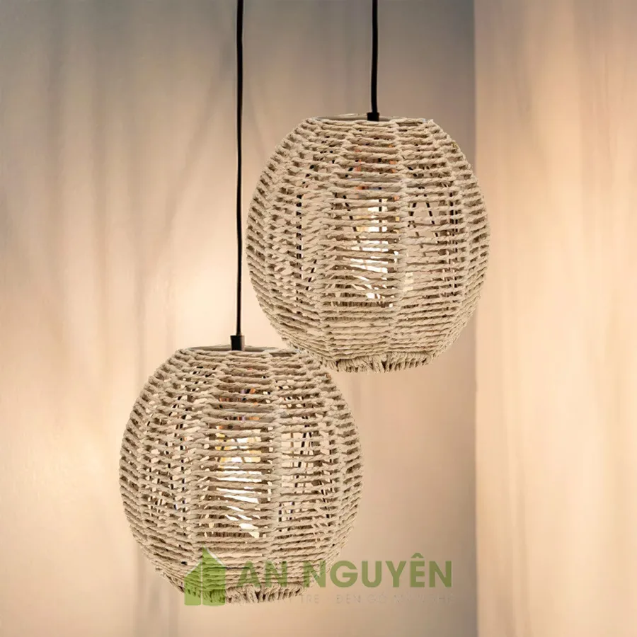 Đèn Dây Thừng: Mẫu đèn thả dây thừng mini trang trí bàn ăn, gắn vách đều đẹp
