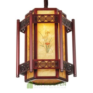 Đèn Gỗ: Mẫu đèn gỗ lục giác trang trí phòng thờ, nhà gỗ