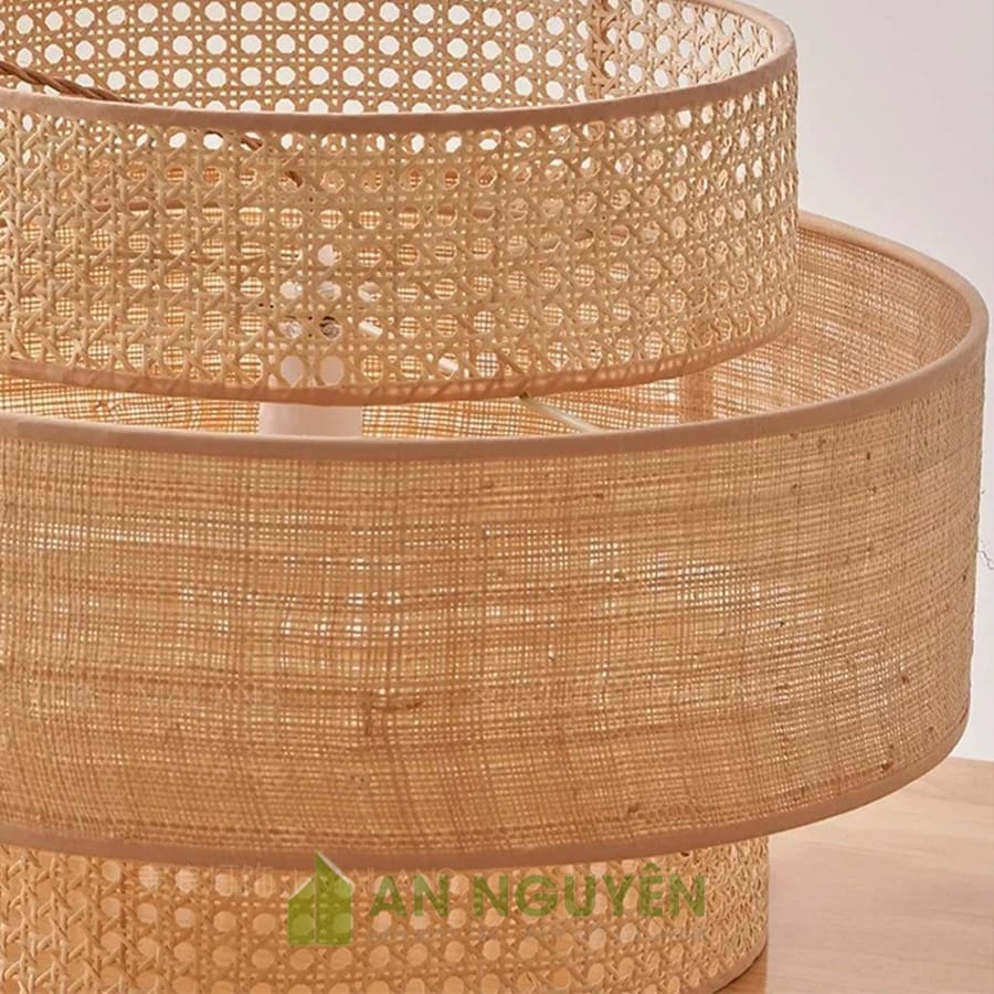 đèn mây mắt cáo ba tầng xen vải