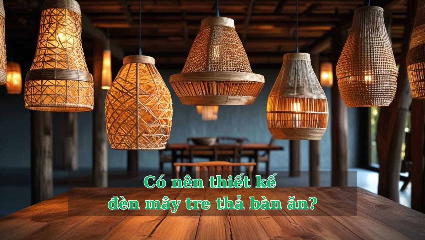 Có nên thiết kế đèn mây tre thả bàn ăn?