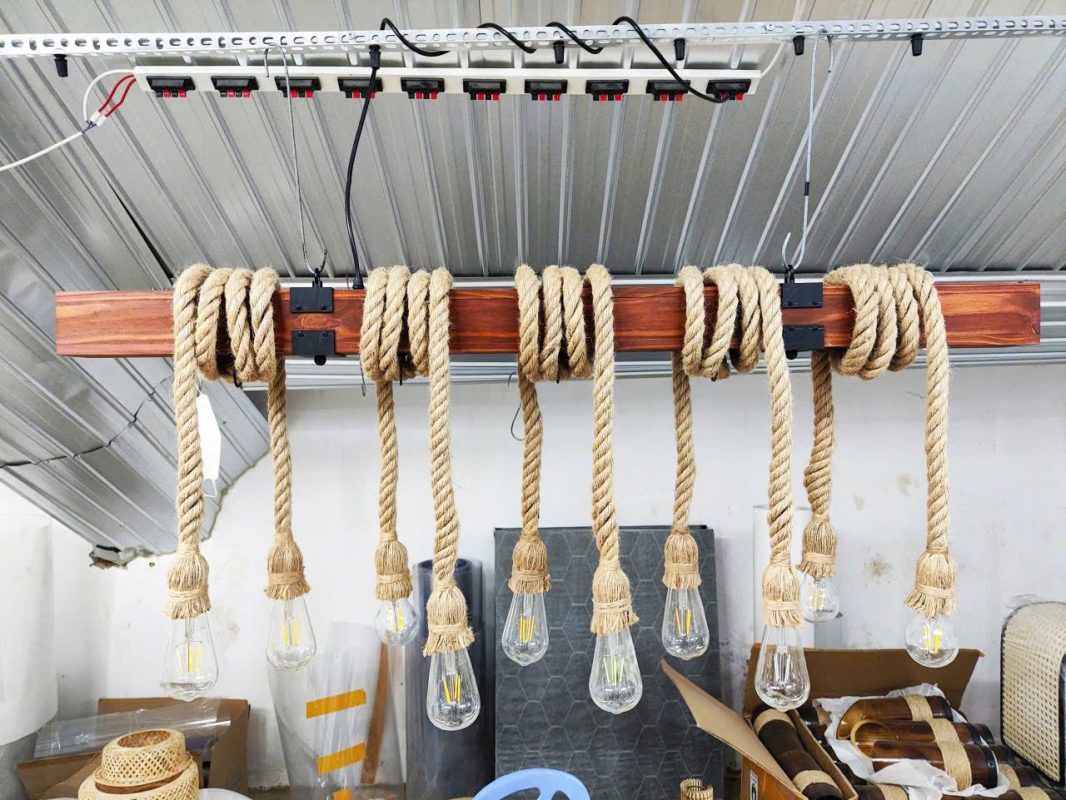 Đèn gỗ dây thừng giá rẻ