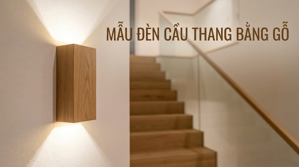 Mẫu đèn cầu thang bằng gỗ