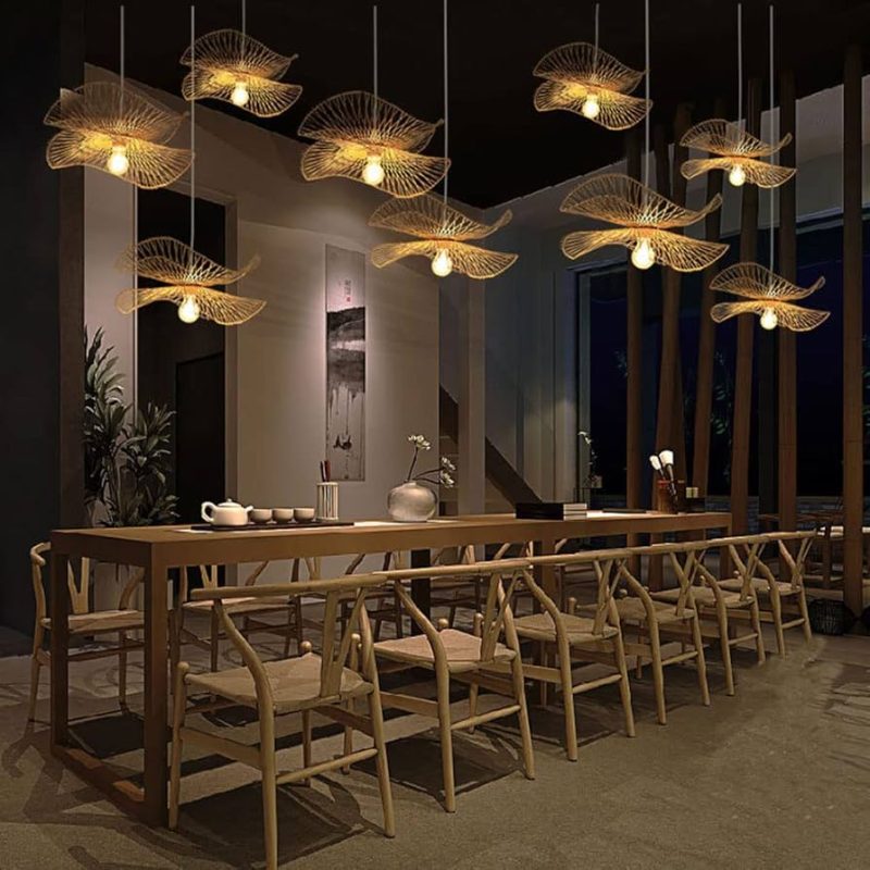 Đèn thả mây tre đan trang trí