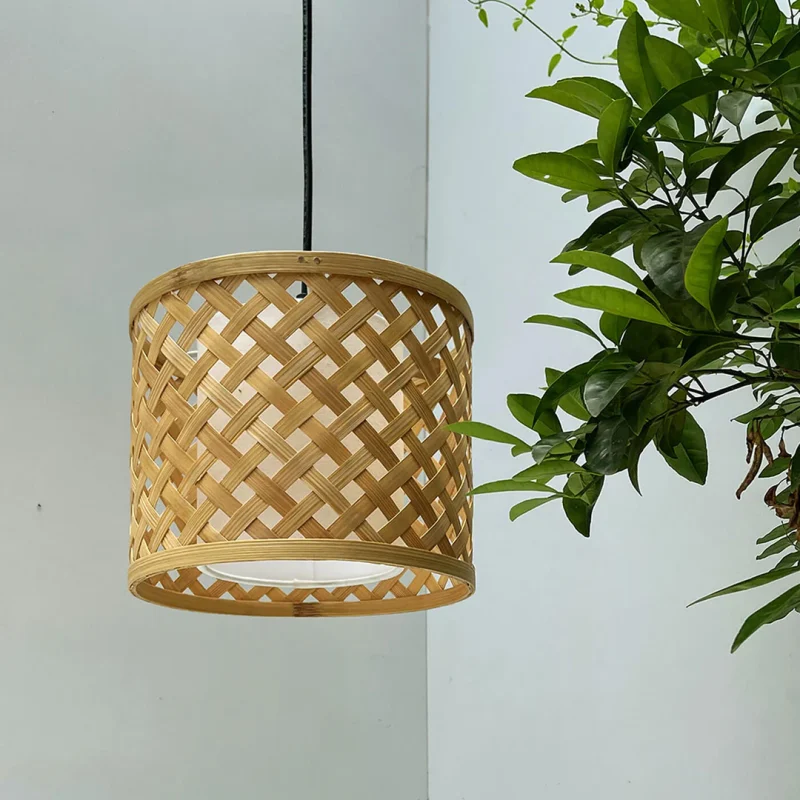 Đèn tre thả bàn ăn