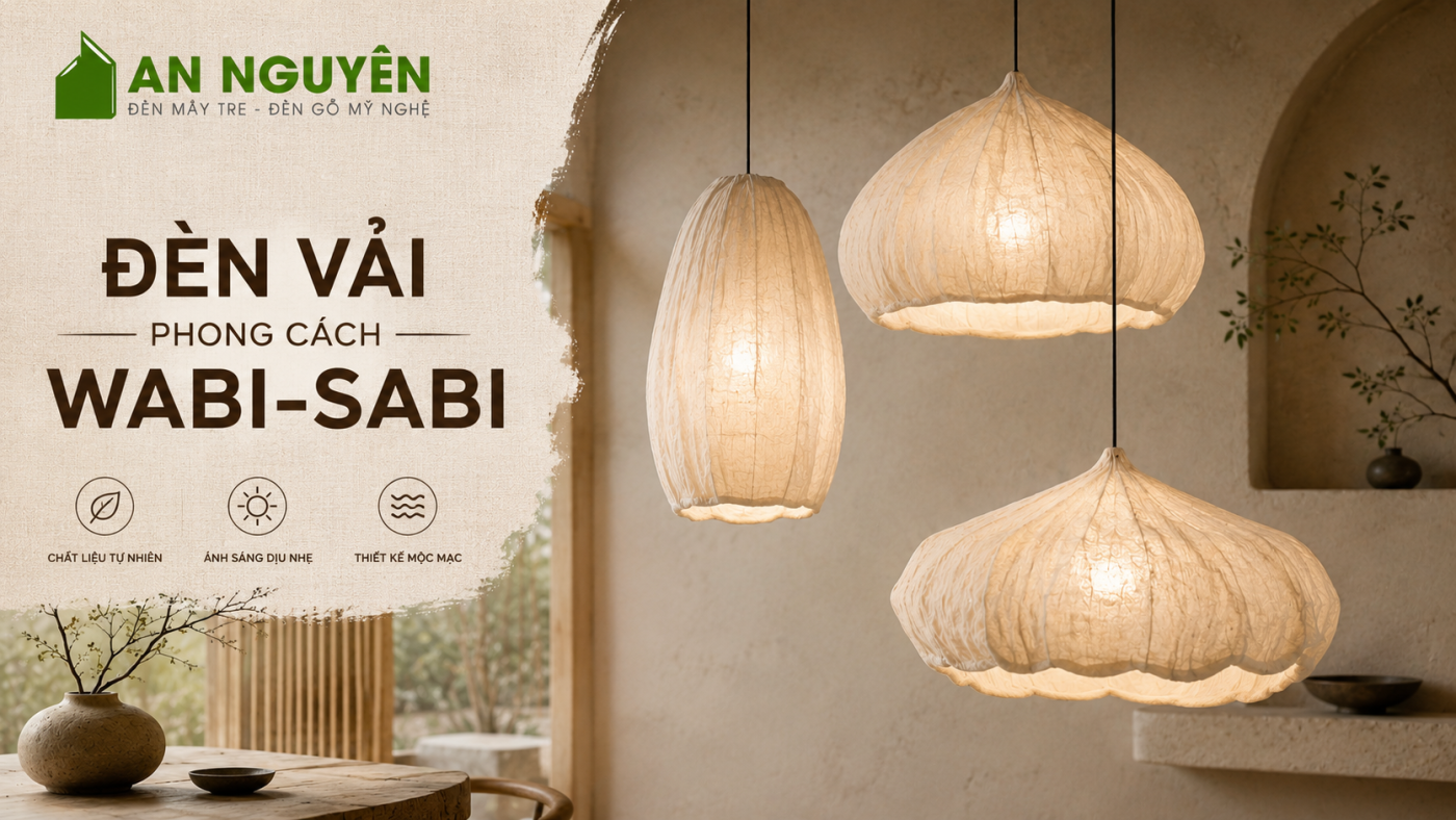 Đèn vải phong cách Wabi-Sabi