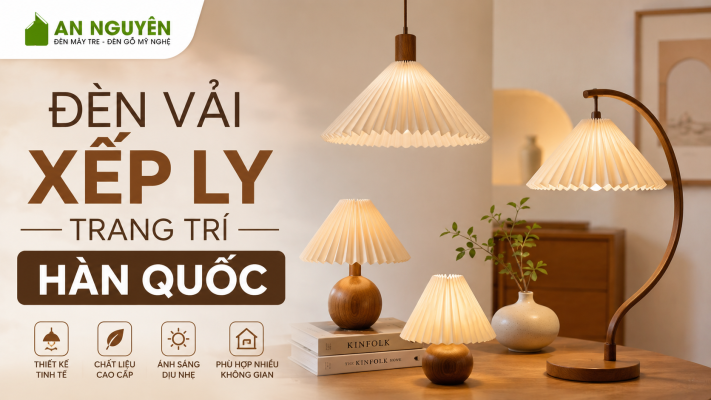 Đèn vải xếp ly trang trí Hàn Quốc