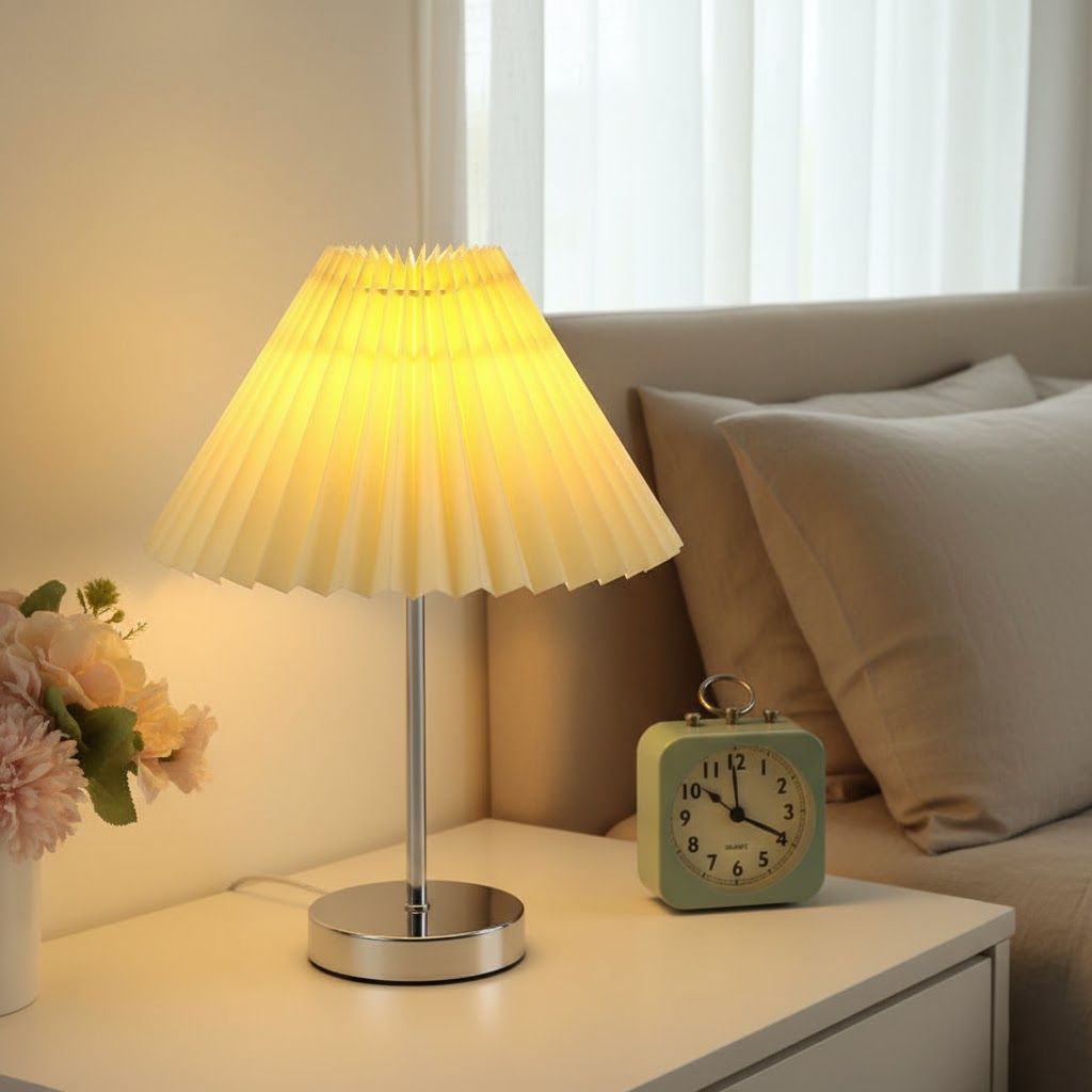 Đèn vải xếp ly để bàn Đèn vải xếp ly để bàn